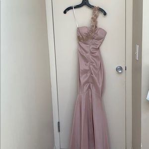 Blush mermaid style prom dress